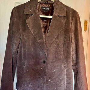 Couture by J. Park Women's Brown 100% Genuine Suede Leather Blazer Size Large